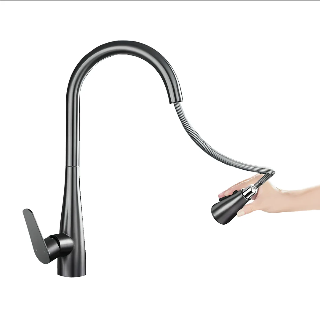 YP-8058 - Grifo Cocina Acero Inoxidable Mate Rociador Extensible 360° - PRINCIPAL