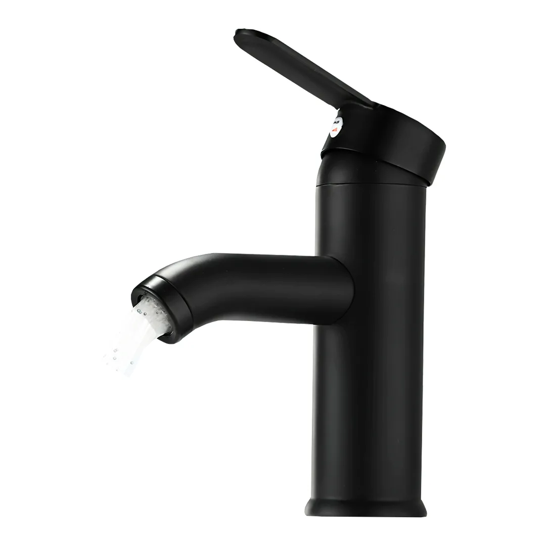 YP-8097 - Grifería Baño Acero Inoxidable Negro Mate Monomando Redondo - PRINCIPAL
